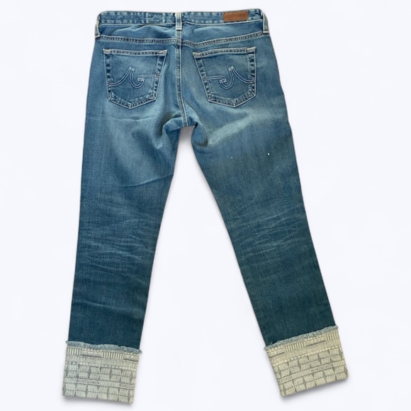 AG Stevie Embroidered Cuff Mid Rise Slim Fit Straight Jeans SZ 27 - Picture 4 of 14